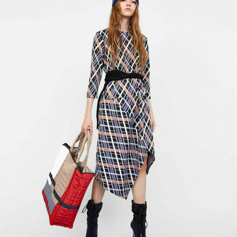 NWT ZARA Plaid Sweatshirt Dress